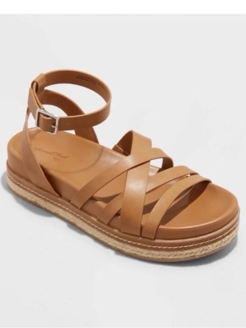 Universal Thread Women's Cognac Strappy Ankle Buckle Platform Sandal